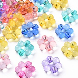 Transparent Acrylic Bead Frames, Flower, Mixed Color, 16.5x15.5x6mm, Hole: 2mm(X-TACR-S153-01A-M)