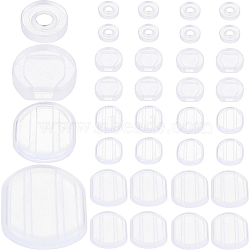 120Pcs 4 Style Silicone Clip on Earring Pads, Clear, 6.5~14x6.5~12x2~3mm, Hole: 1~8.5mm, 30Pcs/style(FIND-SP0001-01)