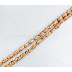 Vintage Wood Beads Strands, Striped Wooden Bead, Oval Pattern, 6mm, Hole: 1.6mm, about 51pcs/strand, 19.69''(50cm)(WOOD-WH0030-26B)