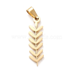 304 Stainless Steel Pendants, Laser Cut, Leaf, Golden, 25.5x7x1.2mm, Hole: 5x3mm(STAS-J026-09G)