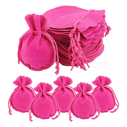 Calabash Velvet Jewelry Storage Drawstring Pouches, Christmas Wedding Party Gift Packing Bags, Hot Pink, 9x7x0.1cm(TP-WH0011-05I)