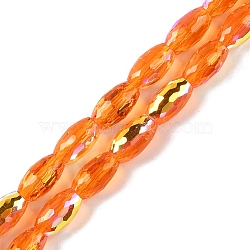 AB Color Plated Transparent Electroplate Beads Strands, Faceted, Oval, Coral, 10x6mm, Hole: 1.2mm, about 60pcs/strand, 24.02''(61cm)(EGLA-H104-05B)