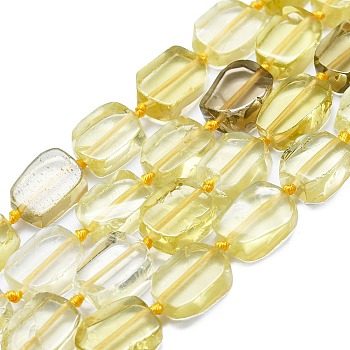 Natural Lemon Quartz Beads Strands, Rectangle, 15~17x10~13x5~6mm, Hole: 1mm, about 22pcs/strand, 15.94''(40.5cm)
