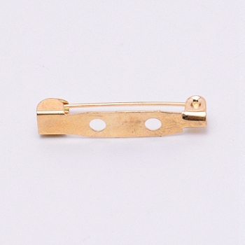 Iron Brooch Findings, Back Bar Pins, with 2 Holes, Light Gold, 5x25x7mm, Hole: 2mm, Pin: 0.5mm