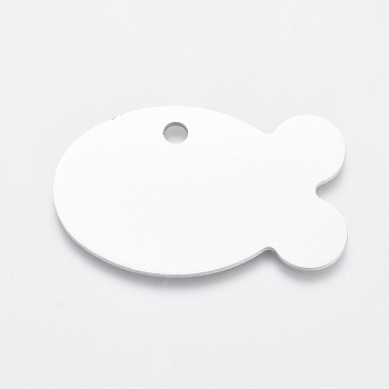 Aluminum Pendants, Stamping Blank Tag, Fish, Silver, 24x38x1mm, Hole: 3mm