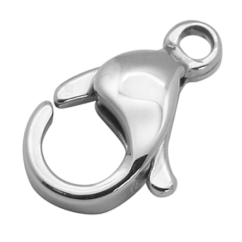 304 Stainless Steel Lobster Claw Clasps, Parrot Trigger Clasps, Manual Polishing, Stainless Steel Color, 25x16.5x5mm, Hole: 3mm