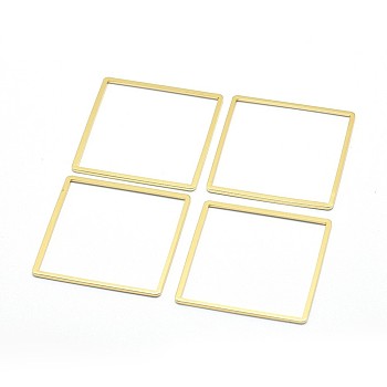 Brass Linking Rings, Cadmium Free & Nickel Free & Lead Free, Square, Real 18K Gold Plated, 35x35x1mm
