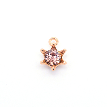 Alloy Rhinestone Pendants, Star, Golden, Violet, 15.5x11x6.5mm, Hole: 1.5mm