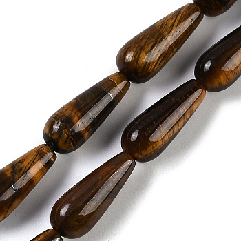 Natural Tiger Eye Beads Strands, Teardrop, 21x9mm, Hole: 1mm, about 20pcs/strand, 16.14''(41cm)