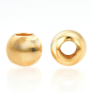 925 Sterling Silver Beads, Cat Eye Beads, Textured Round, Real 18K Gold Plated, 8x7mm, Hole: 3.5mm