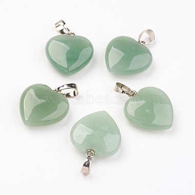 Platinum Heart Green Aventurine Pendants