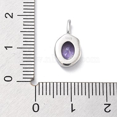 925 Sterling Silver Cubic Zirconia Oval Charms(STER-S006-01S-F)-3