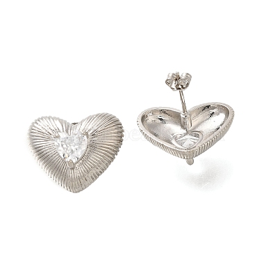 Clear Heart Cubic Zirconia Stud Earrings