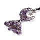 Natural Amethyst Moon with Chips Tassel Pendant Decorations(G-L524-07R-B05)-3