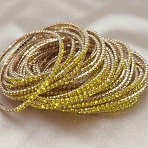 Brass Rhinestone Tennis Bracelets, Stretch Bracelets for Women, Square, Citrine, Inner Diameter: 2-1/8 inch(5.25cm)(WG6EB7A-02)