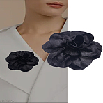 1Pc Duckbill Clip Cloth Alloy Brooches, Flower, Black, 145x125x53mm(JEWB-LP0001-10C)