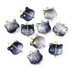 10Pcs Glass Pendants, Cat, with Golden Brass Ball Head Pins, Cadet Blue, 16mm, Hole: 2.7mm(PALLOY-YW00061-02)