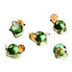 Handmade Lampwork Home Decorations, 3D Turtle Ornaments for Gift, Green, 21~21.5x12x13~13.5mm(X1-LAMP-K039-05)