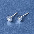 Brass Stud Earring Findings, Lead Free & Cadmium Free & Nickel Free, Silver, 10.5mm, Pin: 0.6mm, Tray Size: 5mm(KK-CBA1A60-18S)