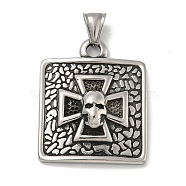 316 Surgical Stainless Steel Pendants, Antique Silver, Cross, 38x31x8mm, Hole: 4x8mm(STAS-Z073-76AS-03)