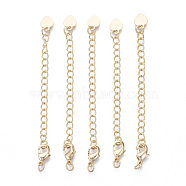 Brass Chain Extender, with Lobster Claw Clasps, Nickel Free, Heart, Real 18K Gold Plated, 70mm, Hole: 2.5mm(KK-T063-006-NF)