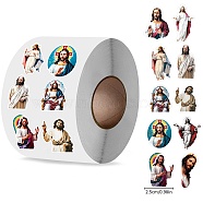 Roll Stickers, 10 Different Designs Decorative Sealing Stickers, Jesus, Mixed Color, 30x25mm(DIY-H173-06)