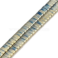 Electroplated Non-magnetic Synthetic Hematite Beads Strands, Rectangle, 2-Hole, Blue Plated, 5x2x2mm, Hole: 0.8mm, about 193pcs/strand, 8.27 inch(21cm)(G-G089-A02-18)