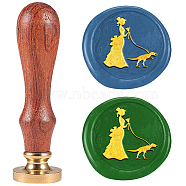 Wax Seal Stamp Set, Sealing Wax Stamp Solid Brass Heads with Wood Handles, for Envelopes Invitations, Gift Card, Dinosaur, 83x22mm, Stamps: 25x14.5mm(AJEW-WH0208-1507)