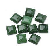 Natural White Jade Cabochons, Dyed, Square, Dark Green, 10x10x5mm(G-Q975-10x10-07)