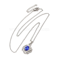 Rhinestone Flower Pandant Necklace with Cable Chains, Alloy Jewelry for Women, Platinum, 18.46 inch(46.9cm)(NJEW-K247-01P)