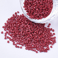 Glass Cylinder Beads, Seed Beads, Baking Paint, Round Hole, FireBrick, 1.5~2x1~2mm, Hole: 0.8mm, about 8000pcs/bag, about 85~95g/bag(SEED-Q036-01A-D18)