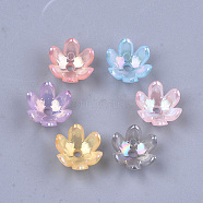 Transparent Acrylic Bead Caps, AB Color, 6-Petal, Tulip Flower, Mixed Color, 14x13x6mm, Hole: 2mm(X-TACR-T007-07)