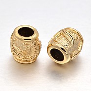 Alloy European Beads, Long-Lasting Plated, Large Hole Barrel Beads, Light Gold, 11x10mm, Hole: 5mm(PALLOY-J659-41G-3A)