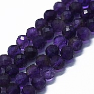 Natural Amethyst Beads Strands, Faceted(64 Facets), Round, 6mm, Hole: 0.8mm, about 62~67pcs/strand, 15.16~15.55 inch(38.5~39.5cm)(G-G927-06B)