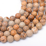 Round Natural Picture Jasper Bead Strands, 4~5mm, Hole: 1mm, about 87~90pcs/strand, 14.9~15.2 inch(X-G-R345-4mm-19)