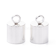 201 Stainless Steel Cord Ends, End Caps, Column, Silver, 11.5x8mm, Hole: 2mm, Inner Diameter: 7mm(STAS-H410-20S-D)