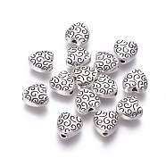 Tibetan Style Alloy Beads, Cadmium Free & Lead Free, Heart, Antique Silver, 9x9x4mm, Hole: 1.5mm(PALLOY-5911-AS-RS)