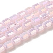 Electroplate Glass Beads Strands, Faceted, AB Color, Column, Pink, 4x6mm, Hole: 1mm, about 80pcs/strand, 18.11''(46cm)(EGLA-D031-01P)