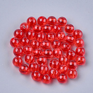 Transparent Plastic Beads, Round, Red, 6x5.5mm, Hole: 1.8mm, about 500pcs/50g(X-KY-T005-6mm-631)