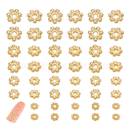 304 Stainless Steel Spacer Beads, Flower, Real 18K Gold Plated, 3~6x1~1.5mm, Hole: 1~1.4mm, 15pcs/style, 4 Styles, 60pcs(STAS-UN0045-21G)