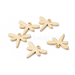 Brass Charms, Dragonfly, Nickel Free, Real 18K Gold Plated, 10.5x12.5x1mm, Hole: 0.8mm(X-KK-S350-195)