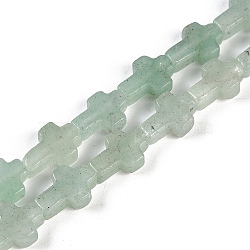 Natural Green Aventurine Beads Strands, Cross, 13.5x9.5x4.5mm, Hole: 0.7mm, about 28pcs/strand, 15.55''(39.5cm)(G-I369-A06-01)