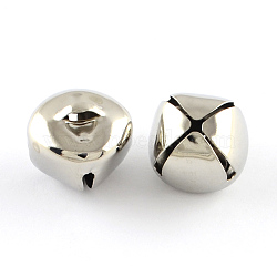 Iron Bell Charms, Platinum, 10x10x10mm, Hole: 3x1mm(IFIN-Q112-05P)