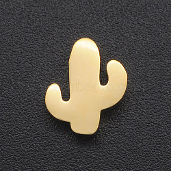 201 Stainless Steel Charms, for Simple Necklaces Making, Stamping Blank Tag, Laser Cut, Cactus, Golden, 10x8.5x3mm, Hole: 1.8mm(STAS-R109-JA416-2)