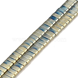 Electroplated Non-magnetic Synthetic Hematite Beads Strands, Nickel Free & Lead Free, Rectangle, 2-Hole, Blue Plated, 5x2x2mm, Hole: 0.8mm, about 193pcs/strand, 8.27 inch(21cm)(G-G089-A02-18)