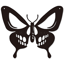 Iron Wall Hanging Decorative, with Screws, Butterfly, Metal Wall Art Ornament for Home, Electrophoresis Black, 300x253mm(HJEW-WH0013-062)