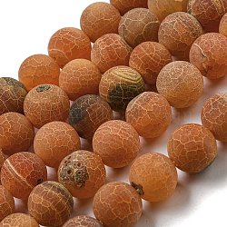 Natural Weathered Agate Beads Strands, Round, Dyed & Heated, Chocolate, 12mm, Hole: 1.6mm, about 31pcs/strand, 14.76''(37.5cm)(G-P538-A01-10)