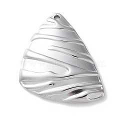 304 Stainless Steel Pendants, Triangle Charm, Stainless Steel Color, 32x30.5x4mm, Hole: 1.6mm(STAS-S152-04P-A)