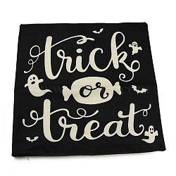 Burlap Halloween Pillow Case, Square Cushion Cover, for Sofa Bed Decoration, Ghost Pattern, 45x45x0.5cm(AJEW-Z003-01H)