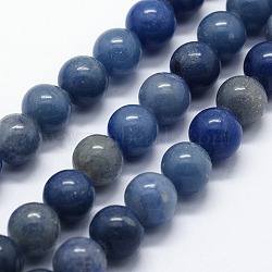 Dyed & Heated Natural Blue Aventurine Beads Strands, Round, 10mm, Hole: 1mm, about 37pcs/strand, 14.96 inch(38cm)(G-I199-24-10mm)